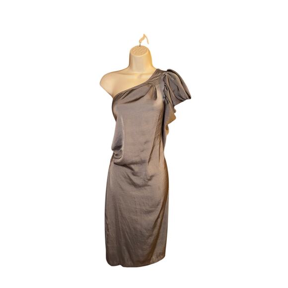 BCBGMaxAzria Taupe Satin One-Shoulder Cocktail Party Dress XS NWT - Picture 1 of 6
